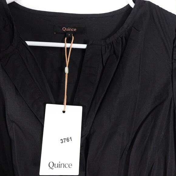 New Quince Womens Black Organic Cotton Tiered Maxi Dress Sz Small Boho 3761-5 - Picture 10 of 11